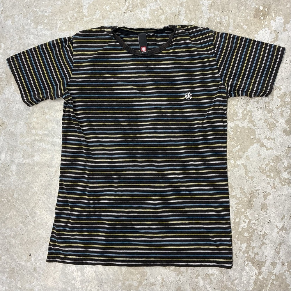 Element Skateboards Striped Shirt Men Medium Black Blue Y2K Skate Streetwear